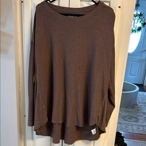Terra & Sky Chocolate Long Sleeve Waffle Knit Top 1x 16-18